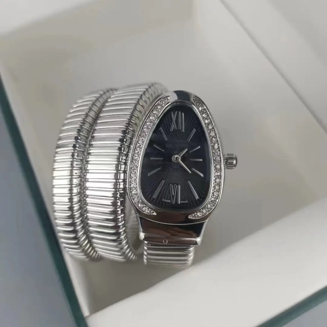 Fashion Creative Snake-shaped Two-turn Steel Strip Steel Strip Watch Ladies Stylish Full Diamond Cross-border Quartz Watch Factory Wholesale — feature 8