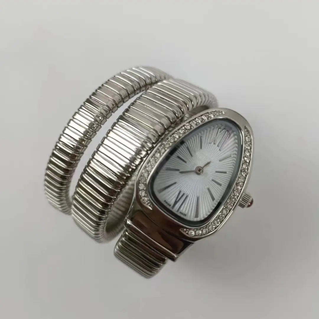 Fashion Creative Snake-shaped Two-turn Steel Strip Steel Strip Watch Ladies Stylish Full Diamond Cross-border Quartz Watch Factory Wholesale — feature 9