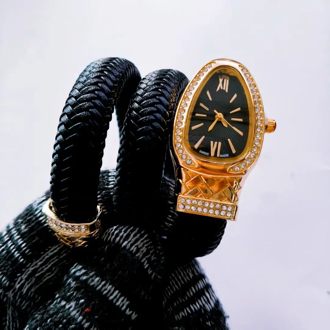 Fashion Creative Snake-shaped Two-turn Steel Strip Steel Strip Watch Ladies Stylish Full Diamond Cross-border Quartz Watch Factory Wholesale