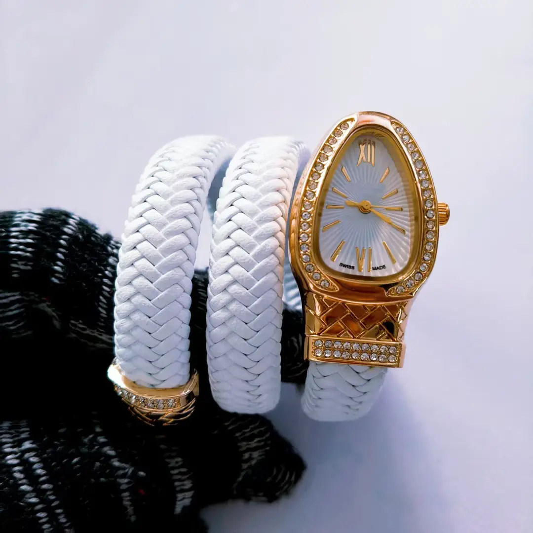 Fashion Creative Snake-shaped Two-turn Steel Strip Steel Strip Watch Ladies Stylish Full Diamond Cross-border Quartz Watch Factory Wholesale
