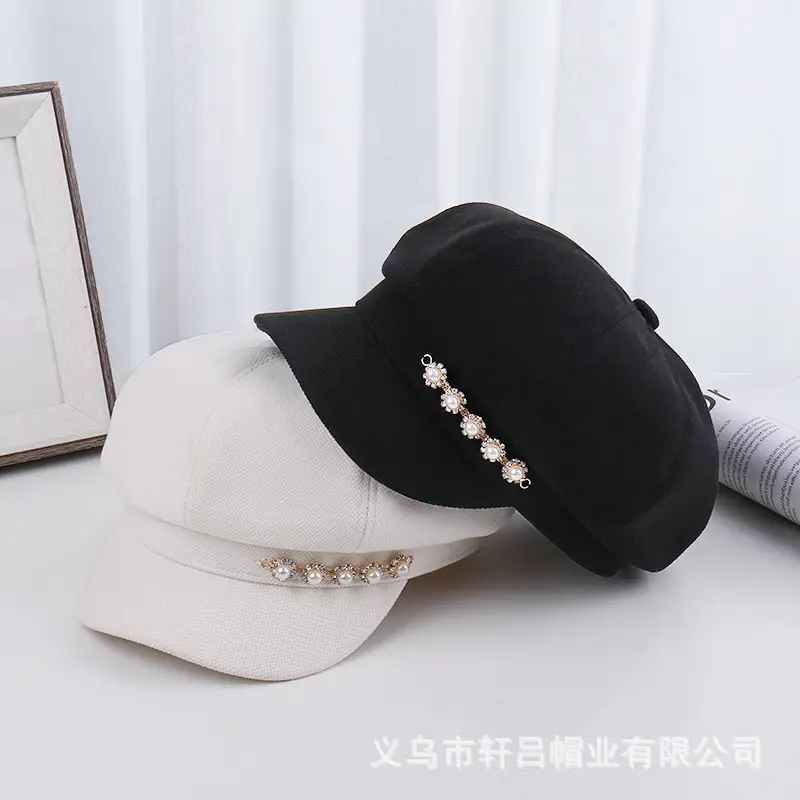 Pearl Rhinestone Chain Cap for Women Spring Korean Style - Image 6