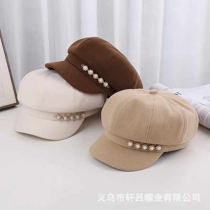 Pearl Rhinestone Chain Cap for Women Spring Korean Style - Image 7