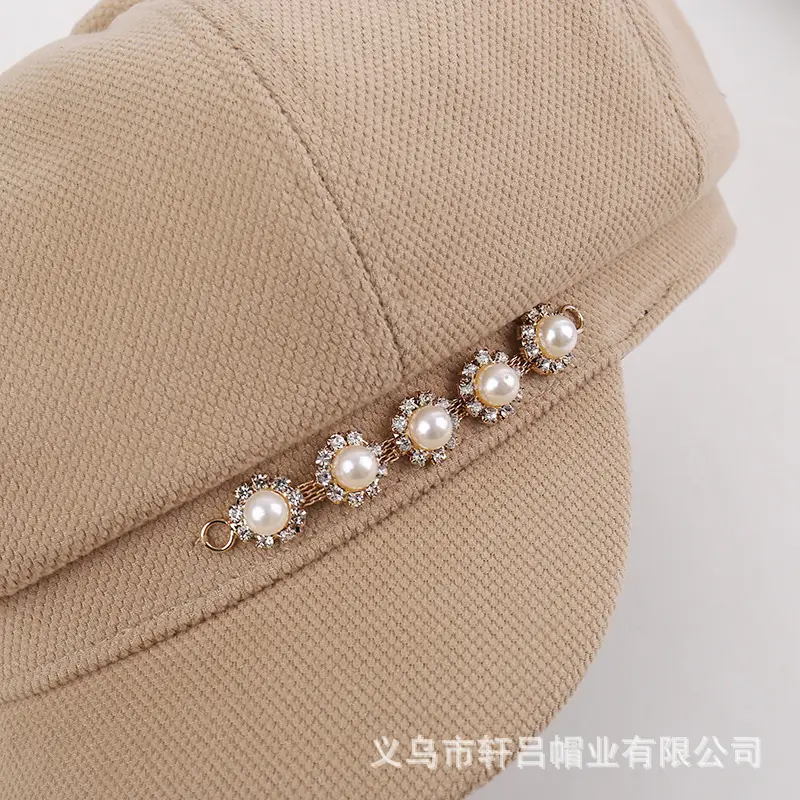 Pearl Rhinestone Chain Cap for Women Spring Korean Style - Image 8