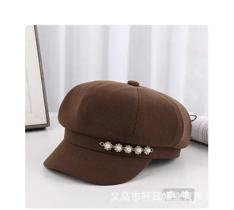 Pearl Rhinestone Chain Cap for Women Spring Korean Style — feature 18