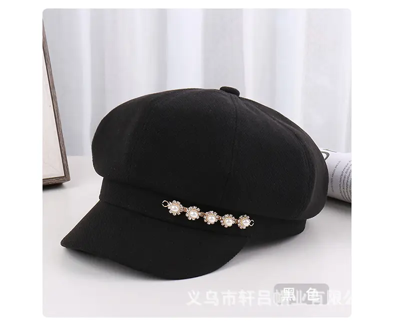 Pearl Rhinestone Chain Cap for Women Spring Korean Style — feature 19