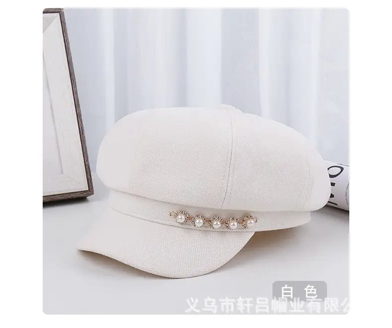 Pearl Rhinestone Chain Cap for Women Spring Korean Style — feature 21