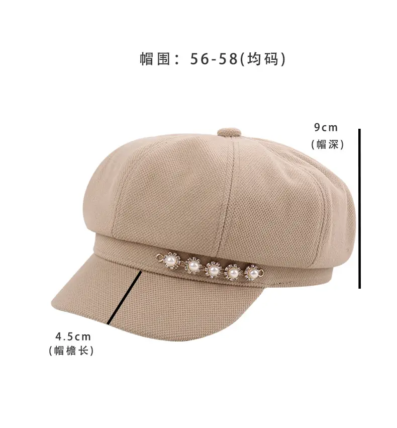 Pearl Rhinestone Chain Cap for Women Spring Korean Style — feature 23