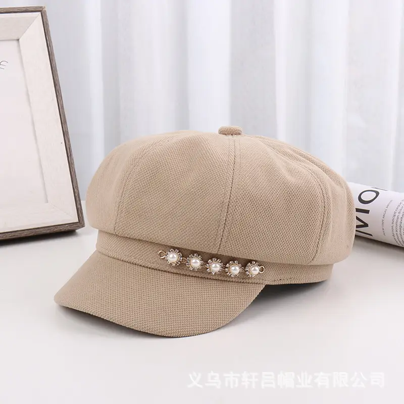 Pearl Rhinestone Chain Cap for Women Spring Korean Style - Image 4