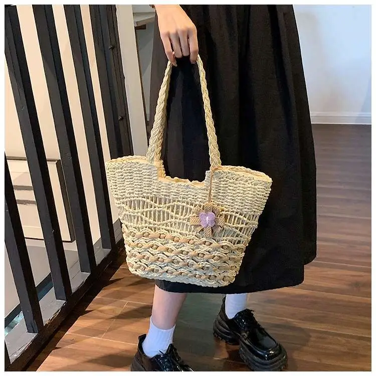 Hand-Woven Straw Bag for Women Beach Tote