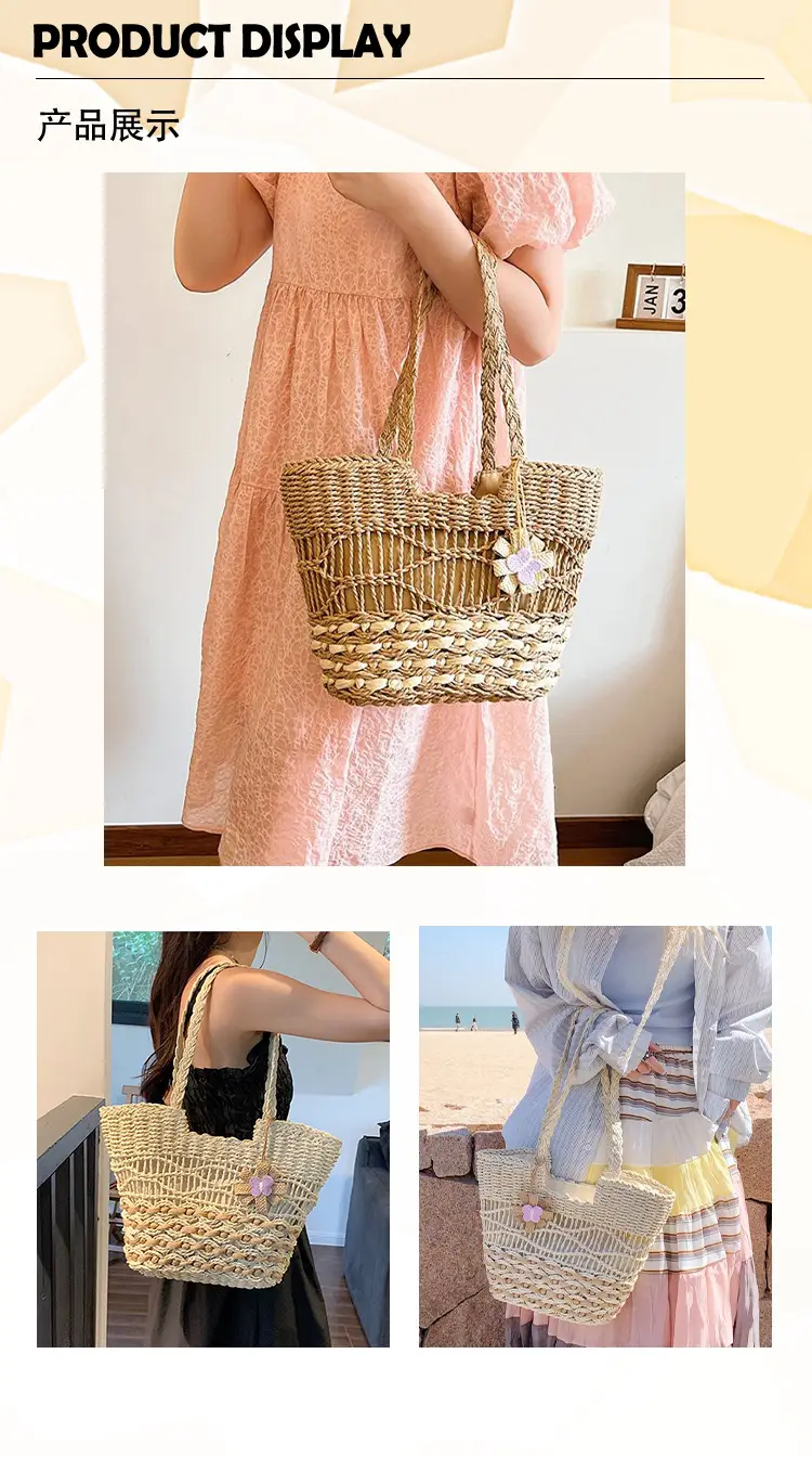 Hand-Woven Straw Bag for Women Beach Tote — feature 7