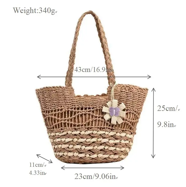 Hand-Woven Straw Bag for Women Beach Tote