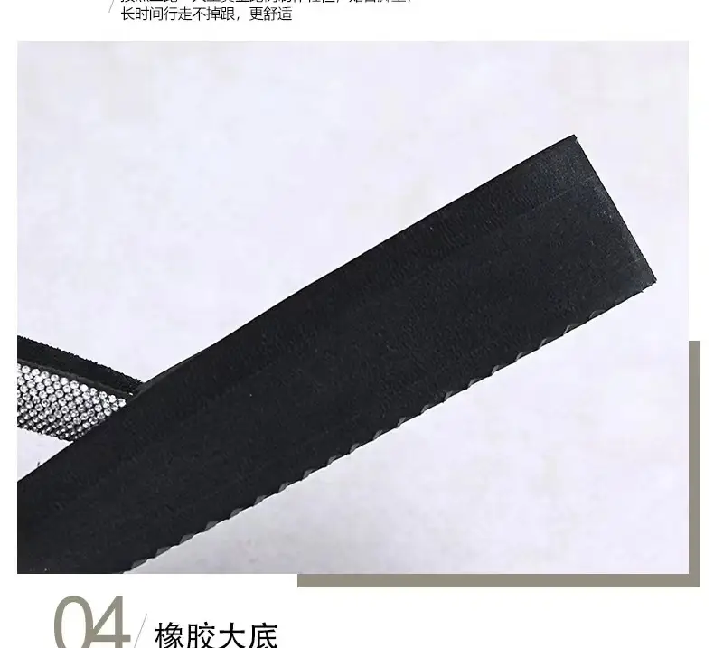 Summer New Arrival Black Rhinestone Slippers All-Match Sandals Outwear Fashionable Thick Sole Increased Seaside Beach Shoes — feature 6