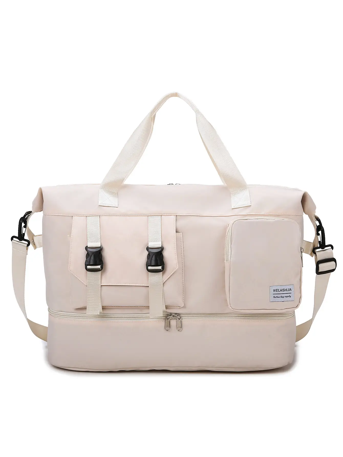 Large Capacity Fitness Sports Shoulder Bag Grey Pink