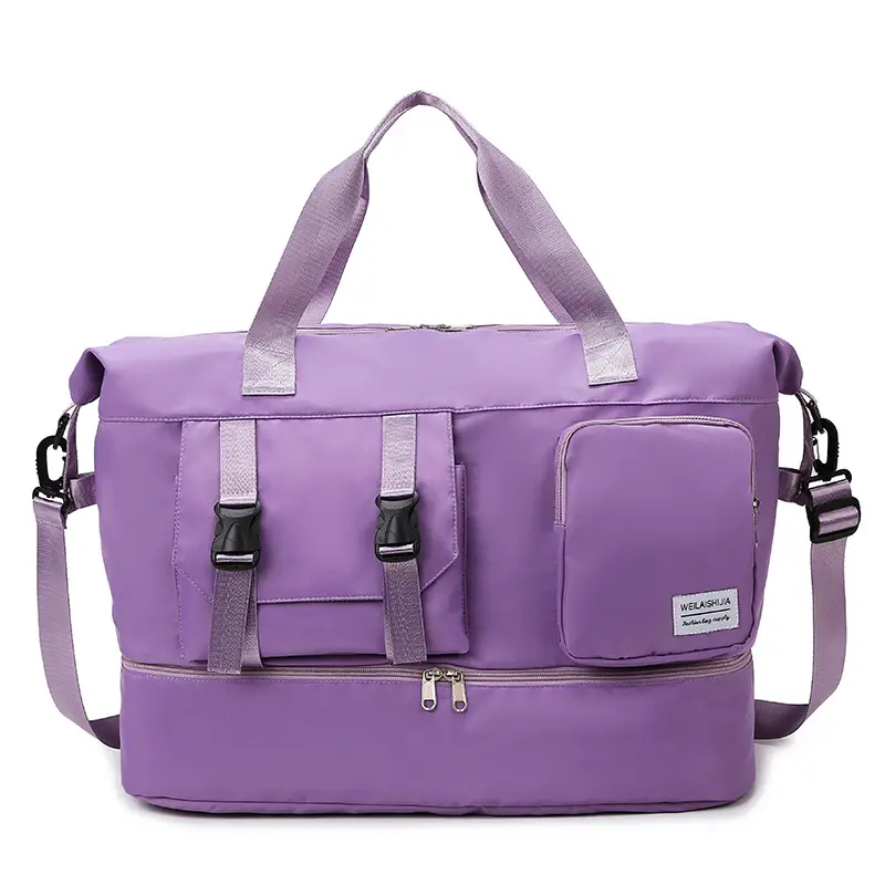 Large Capacity Fitness Sports Shoulder Bag Grey Pink
