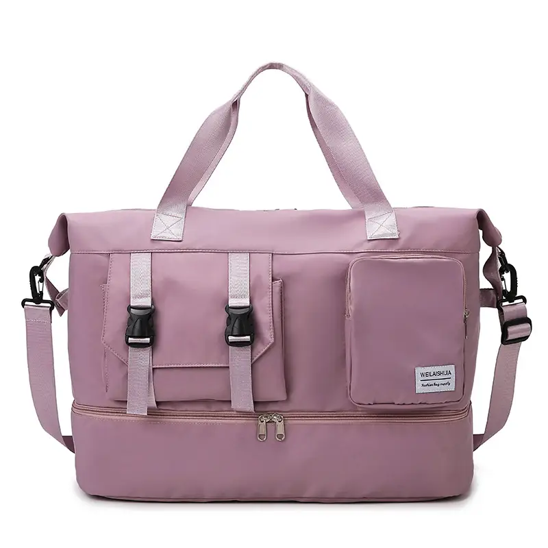 Large Capacity Fitness Sports Shoulder Bag Grey Pink