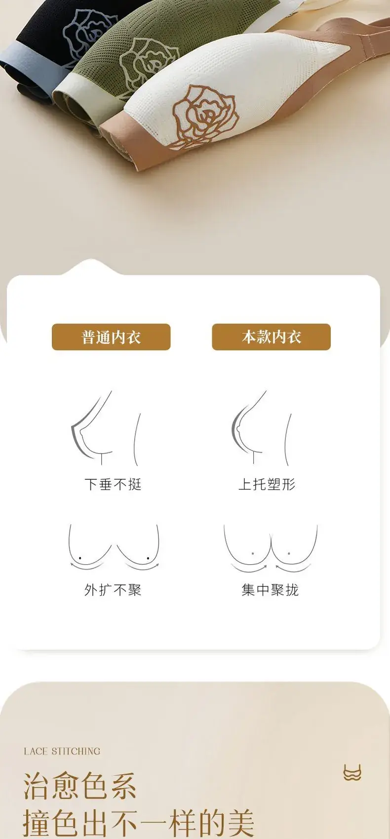 Traceless Fit Embossed Push-up Bra Green — feature 11
