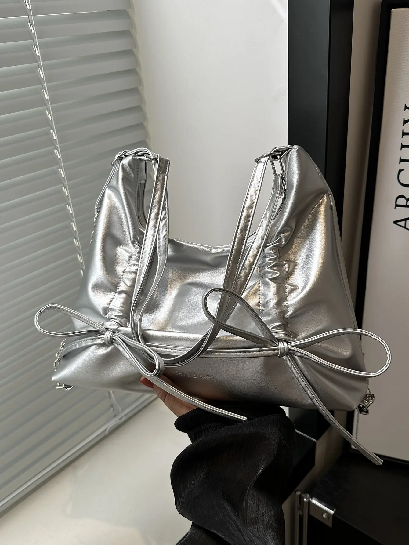 Black Bow Shoulder Bag for Girls 2024 Trendy Bucket - Image 9