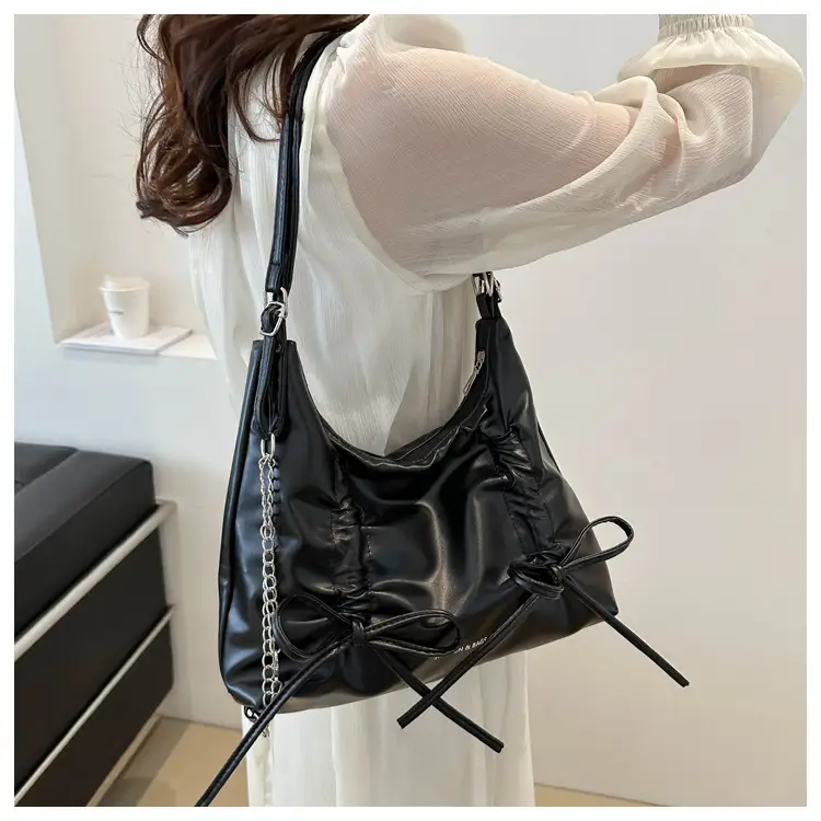 Black Bow Shoulder Bag for Girls 2024 Trendy Bucket — feature 13