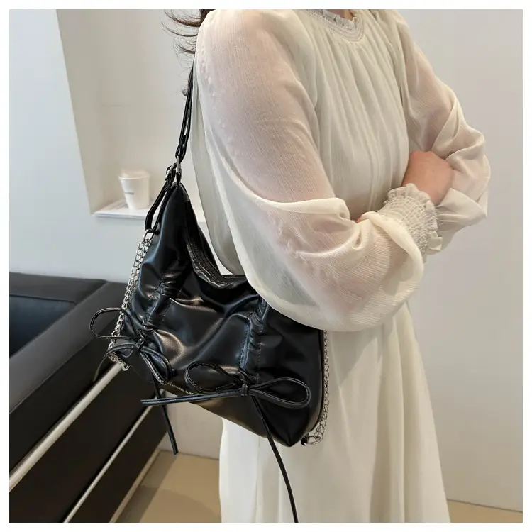 Black Bow Shoulder Bag for Girls 2024 Trendy Bucket — feature 14