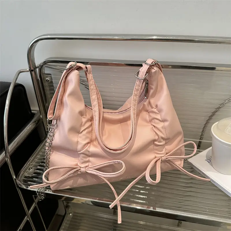Black Bow Shoulder Bag for Girls 2024 Trendy Bucket - Image 3