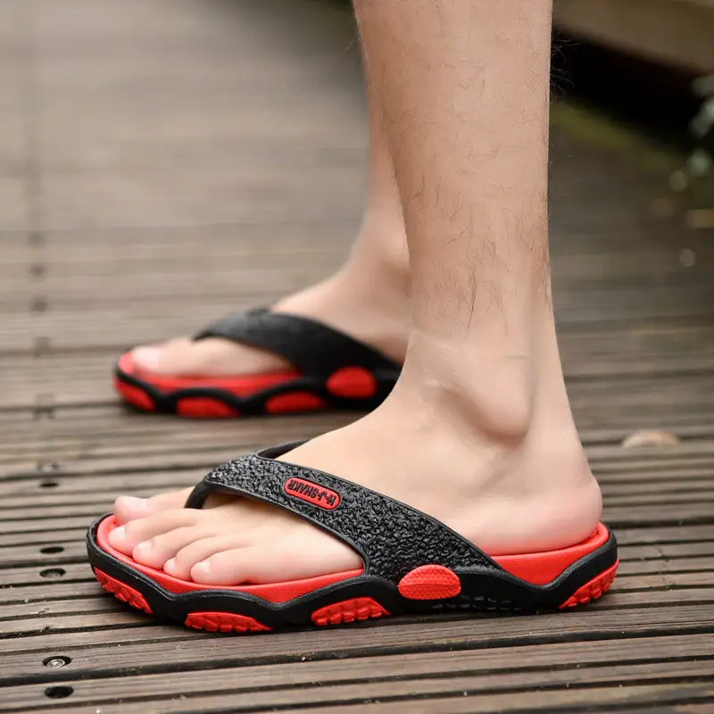 2024 Men's Red Black Plus Size Flip Flops - Image 4