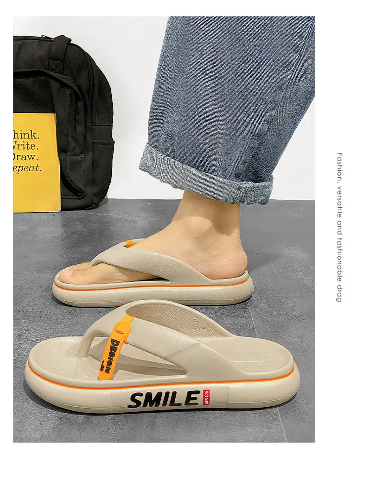 Flip-flops Men's Summer New Thick Bottom Couple's Shit-feeling Outer Wear Beach Casual Flip-flops plus size Sandals — feature 10