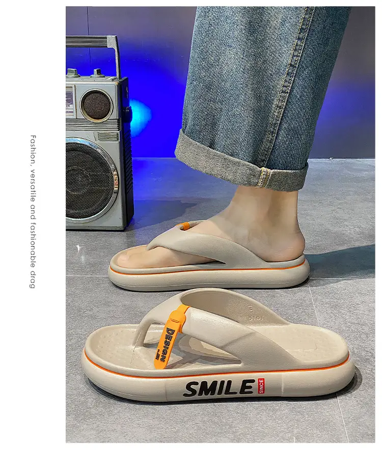 Flip-flops Men's Summer New Thick Bottom Couple's Shit-feeling Outer Wear Beach Casual Flip-flops plus size Sandals — feature 8