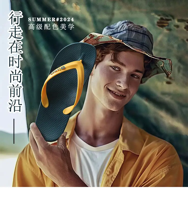 Flip-Flops Men's Summer 2025 New Non-Slip Wear-Resistant Men's Flip-Flops Outer Wear Flats-Soled Splint Beach Sandals — feature 1