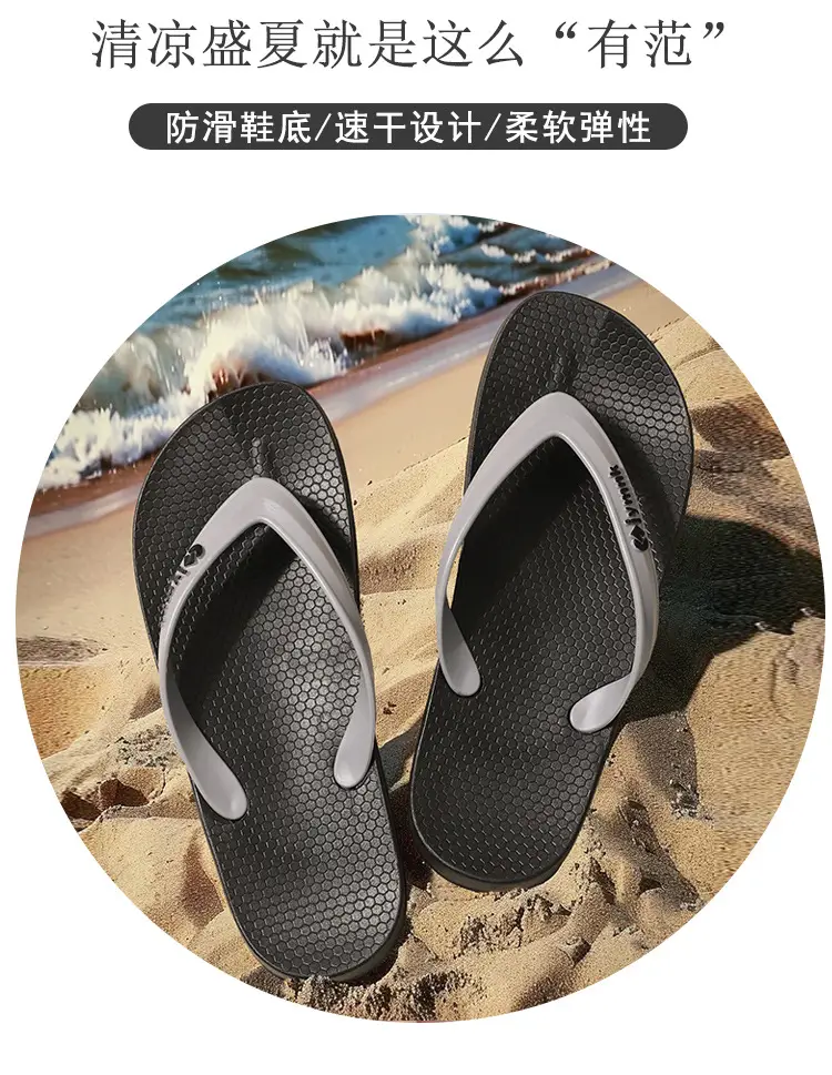 Flip-Flops Men's Summer 2025 New Non-Slip Wear-Resistant Men's Flip-Flops Outer Wear Flats-Soled Splint Beach Sandals — feature 2