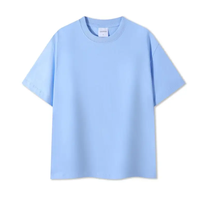 Pure Cotton Light Blue 230g Round Neck T-Shirt