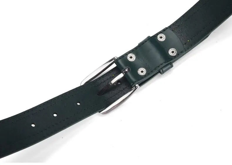 Men's Blue Leather Belt with Silver Buckle — feature 10