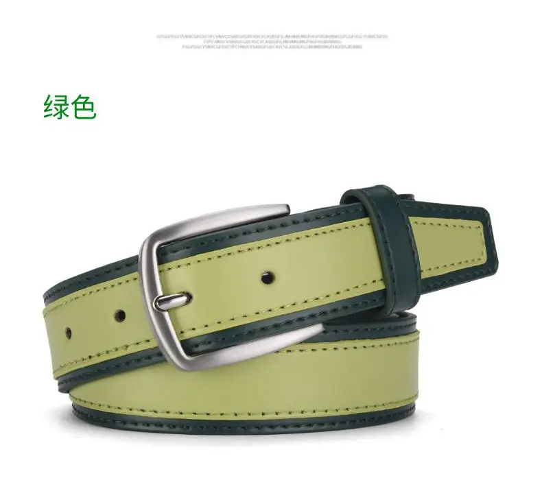 Men's Blue Leather Belt with Silver Buckle — feature 6