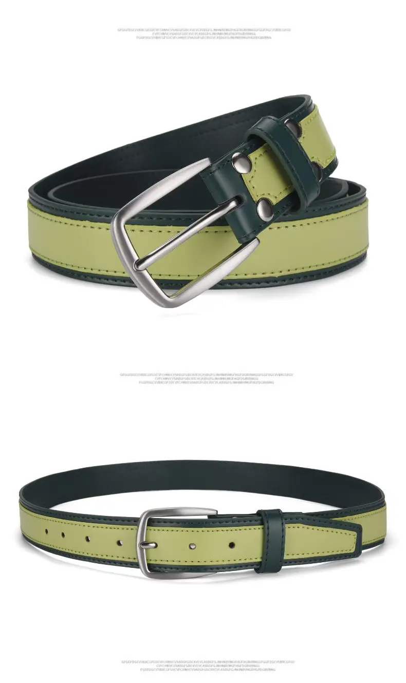 Men's Blue Leather Belt with Silver Buckle — feature 7