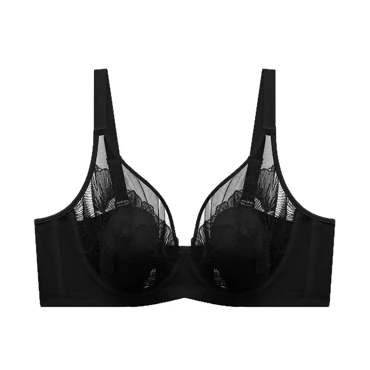 Ultra-Thin Mesh Embroidered Bra Large Bust Small