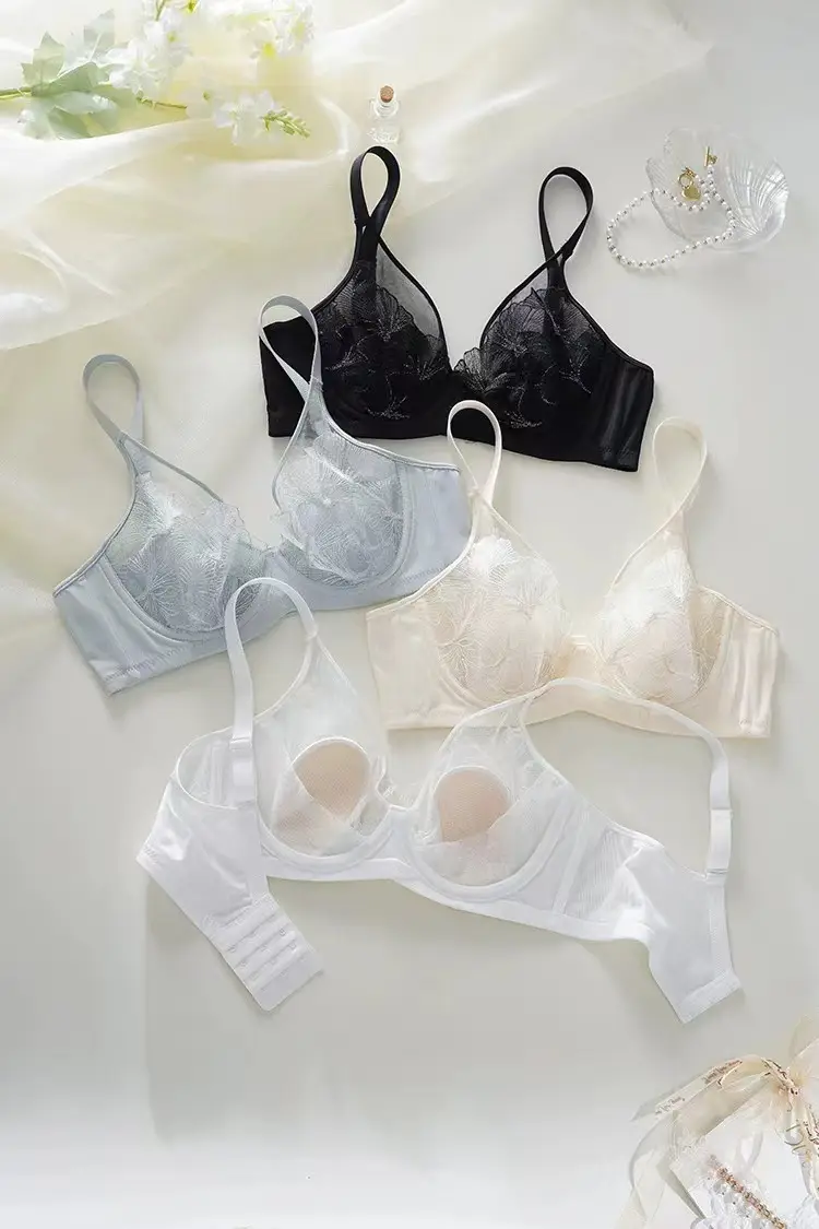 Ultra-Thin Mesh Embroidered Bra Large Bust Small — feature 4