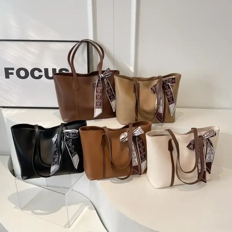 Women's Cream High-end Tote Bag with Bow Design - Image 9