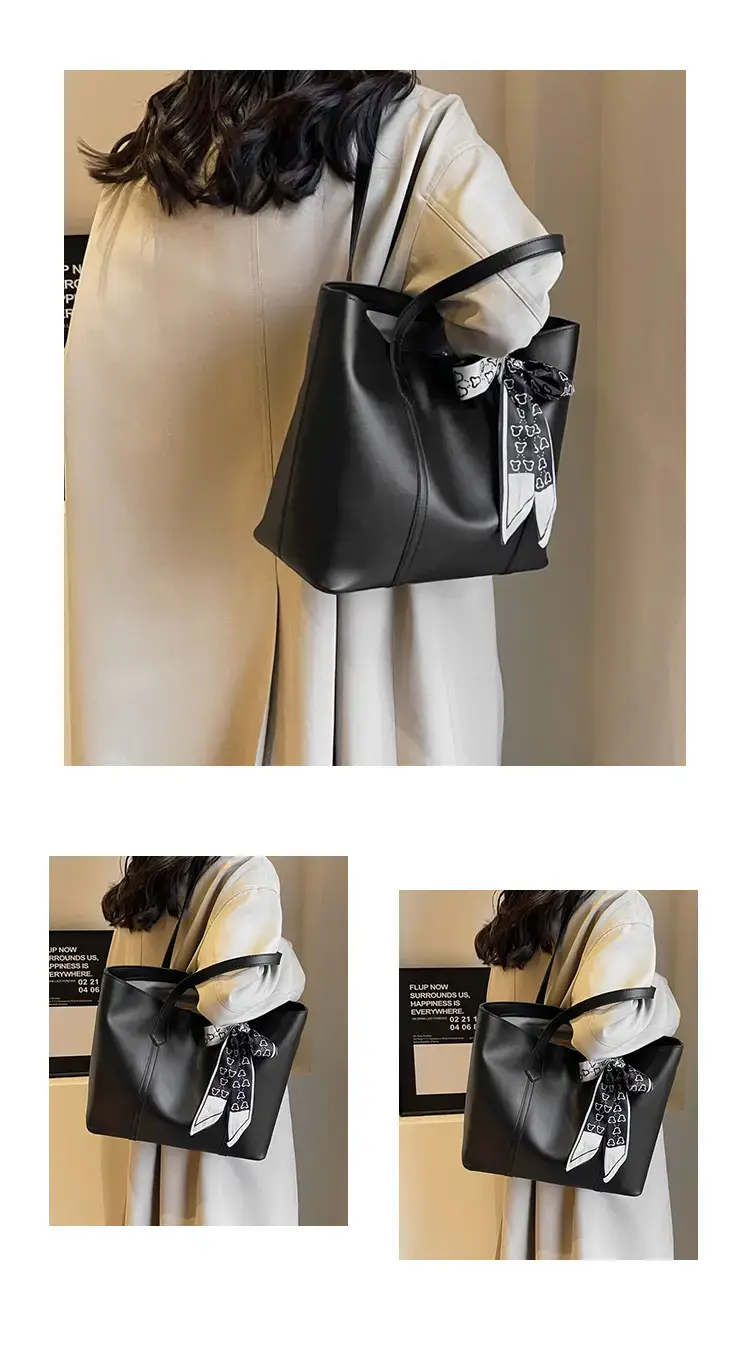 Women's Cream High-end Tote Bag with Bow Design — feature 12
