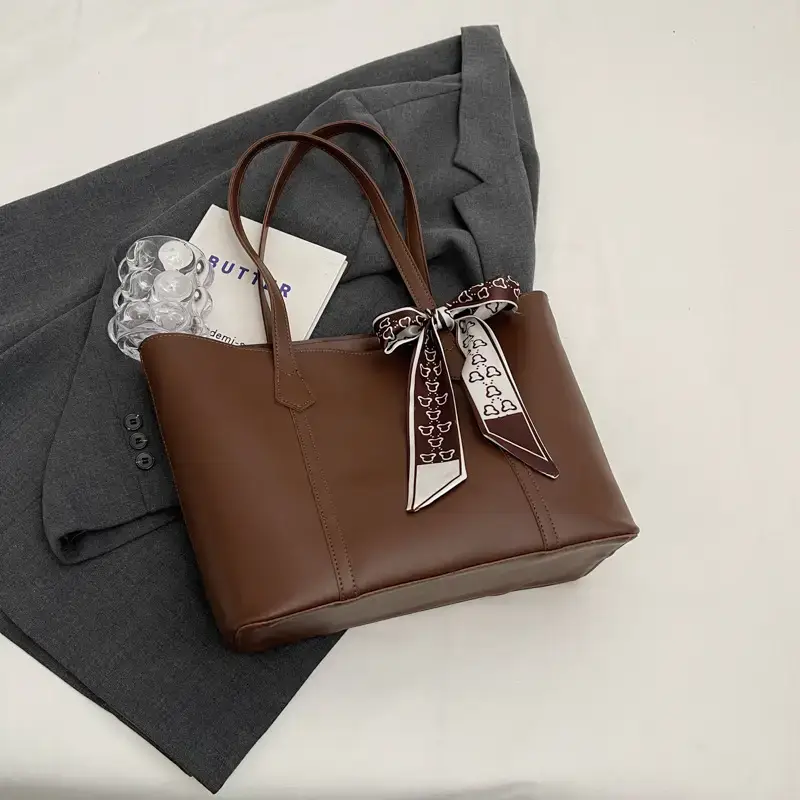 Women's Cream High-end Tote Bag with Bow Design - Image 3