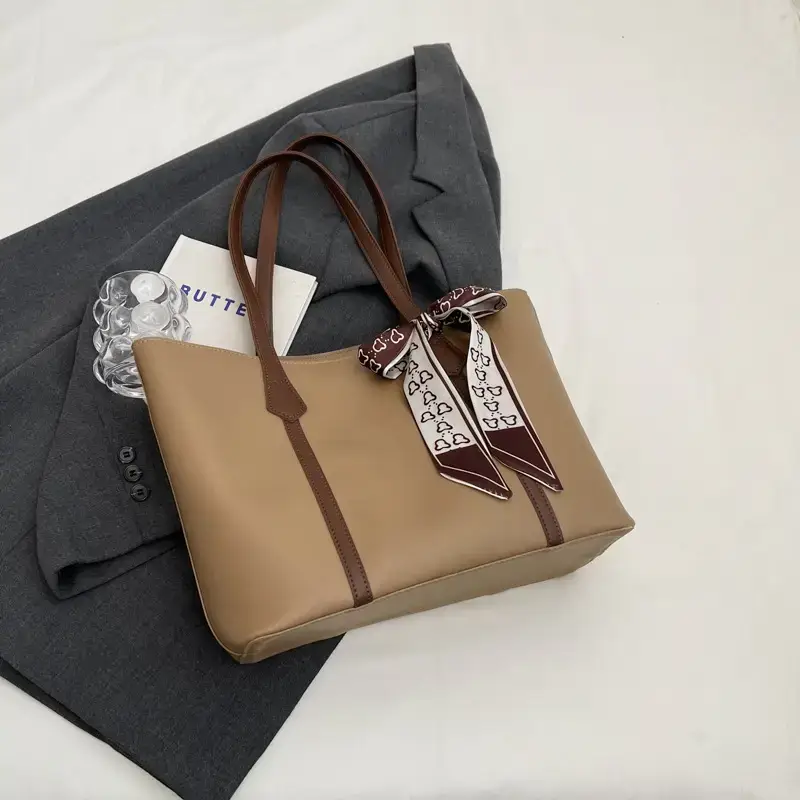 Women's Cream High-end Tote Bag with Bow Design - Image 5
