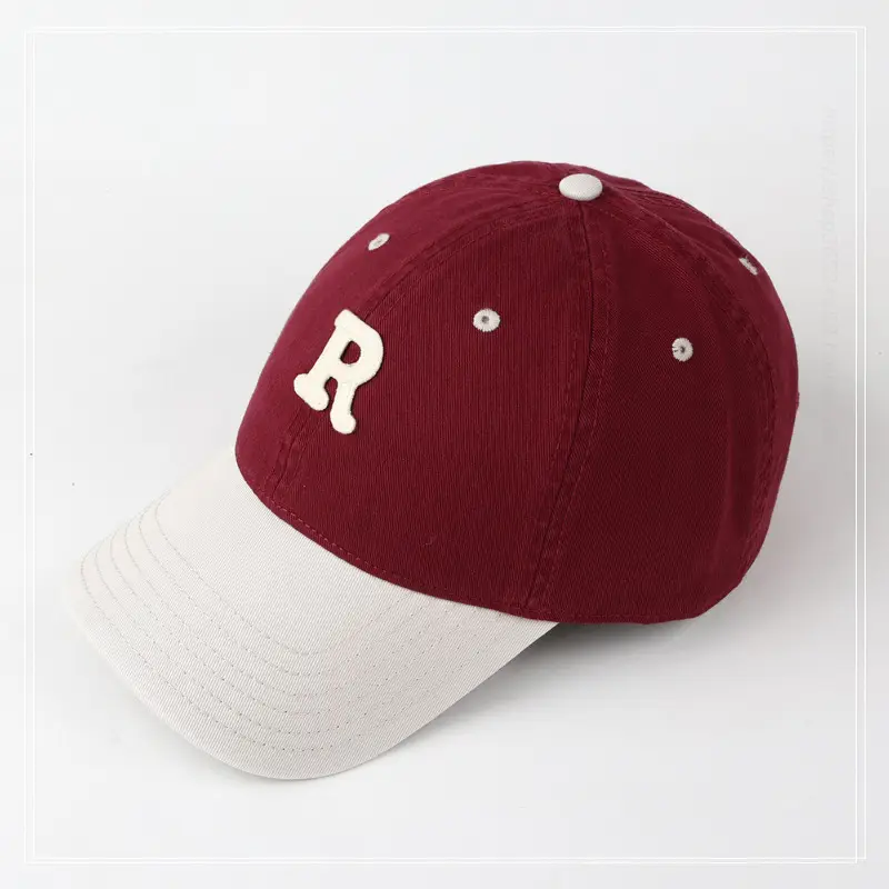 Women R Letter Baseball Cap Navy White Wide Brim — feature 11
