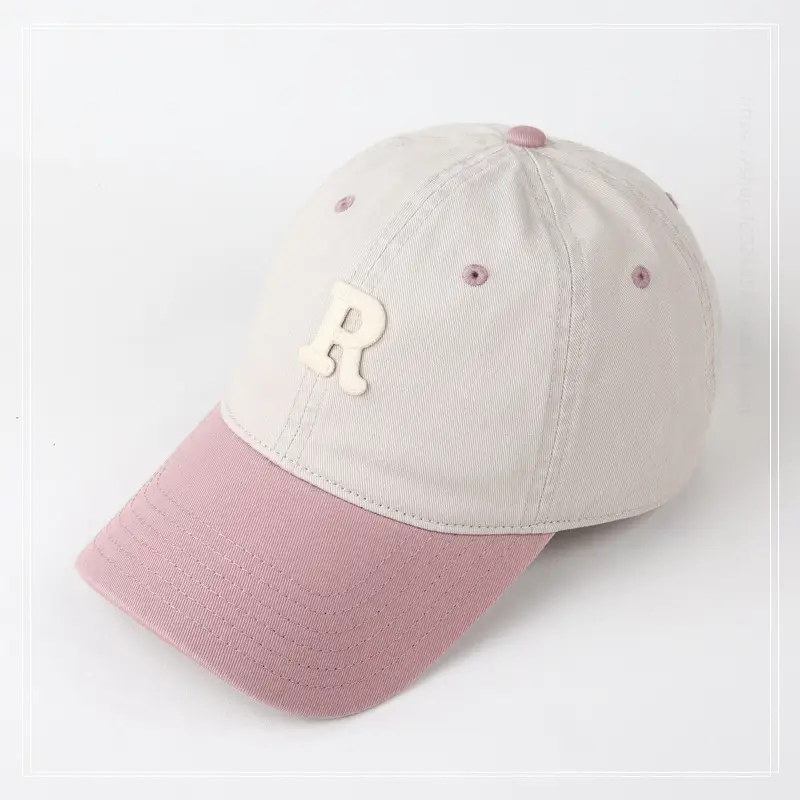 Women R Letter Baseball Cap Navy White Wide Brim — feature 12