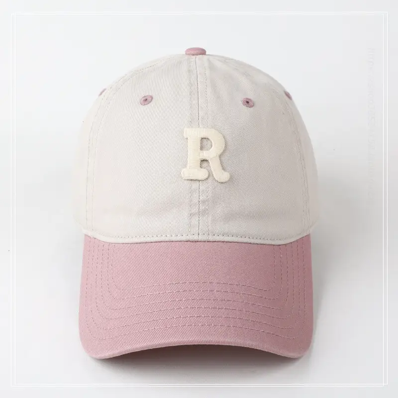 Women R Letter Baseball Cap Navy White Wide Brim — feature 13