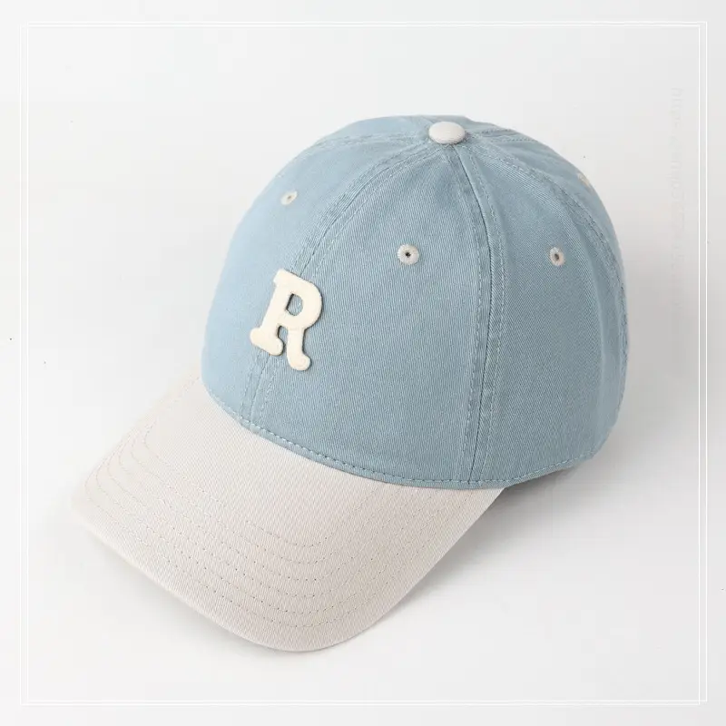 Women R Letter Baseball Cap Navy White Wide Brim — feature 14