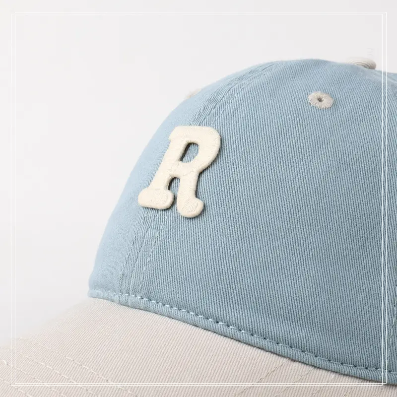Women R Letter Baseball Cap Navy White Wide Brim — feature 17