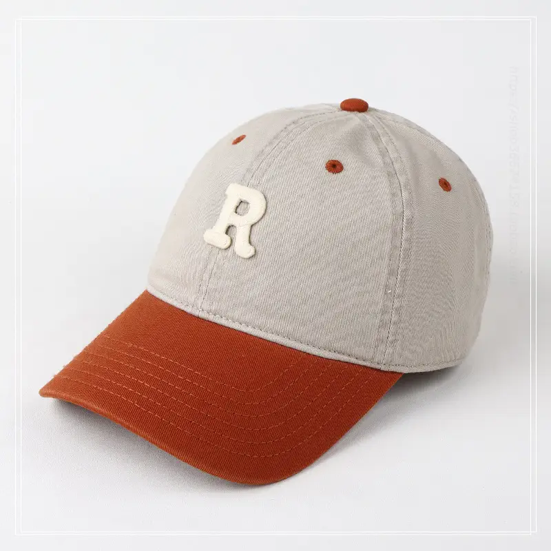Women R Letter Baseball Cap Navy White Wide Brim — feature 3