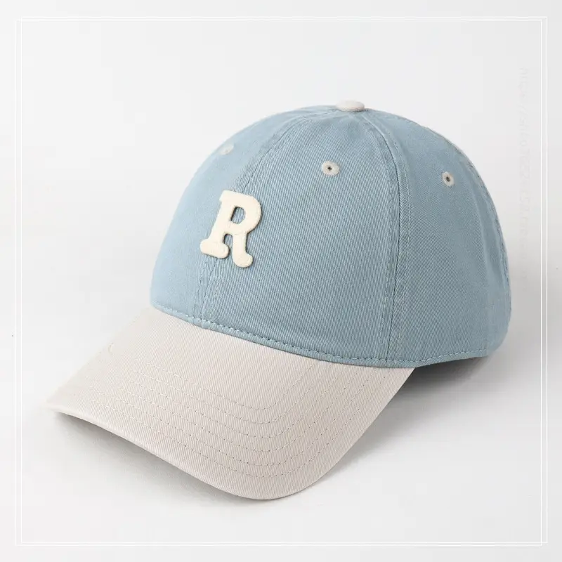 Women R Letter Baseball Cap Navy White Wide Brim — feature 5