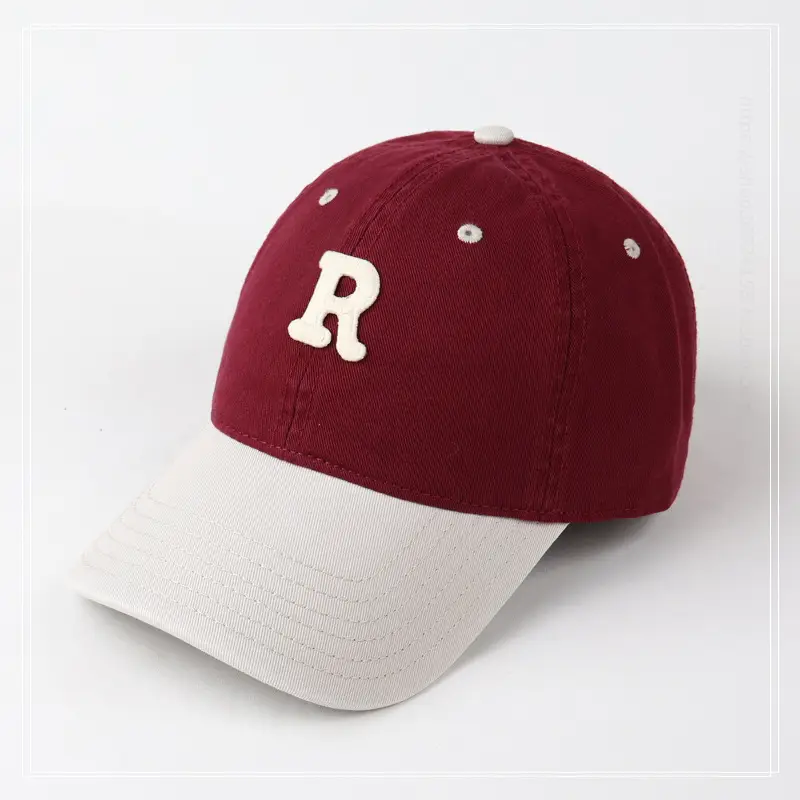 Women R Letter Baseball Cap Navy White Wide Brim — feature 8