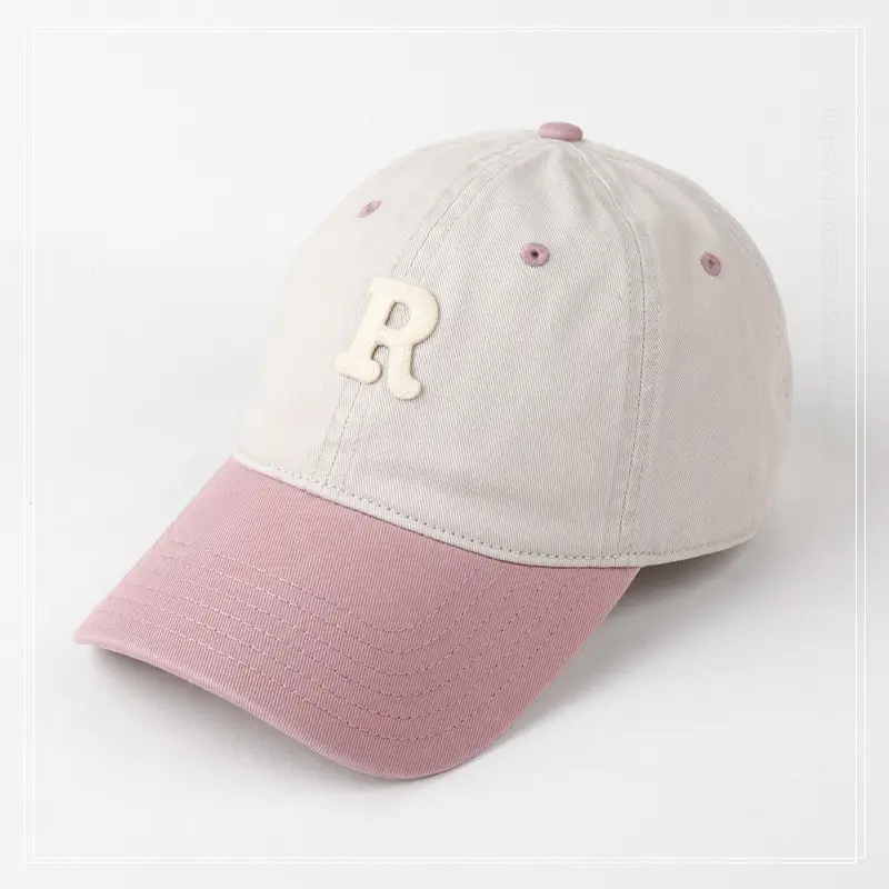 Women R Letter Baseball Cap Navy White Wide Brim — feature 9