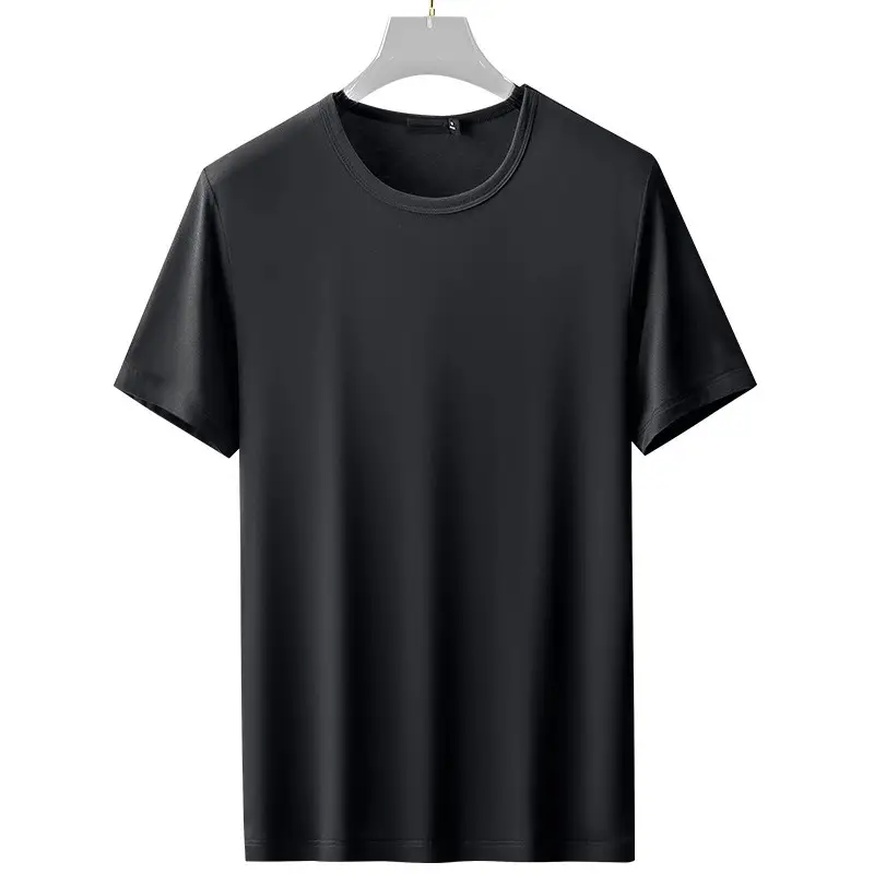 Men Blue Cotton T-Shirt Short Sleeve Round Neck 2024 - Image 10