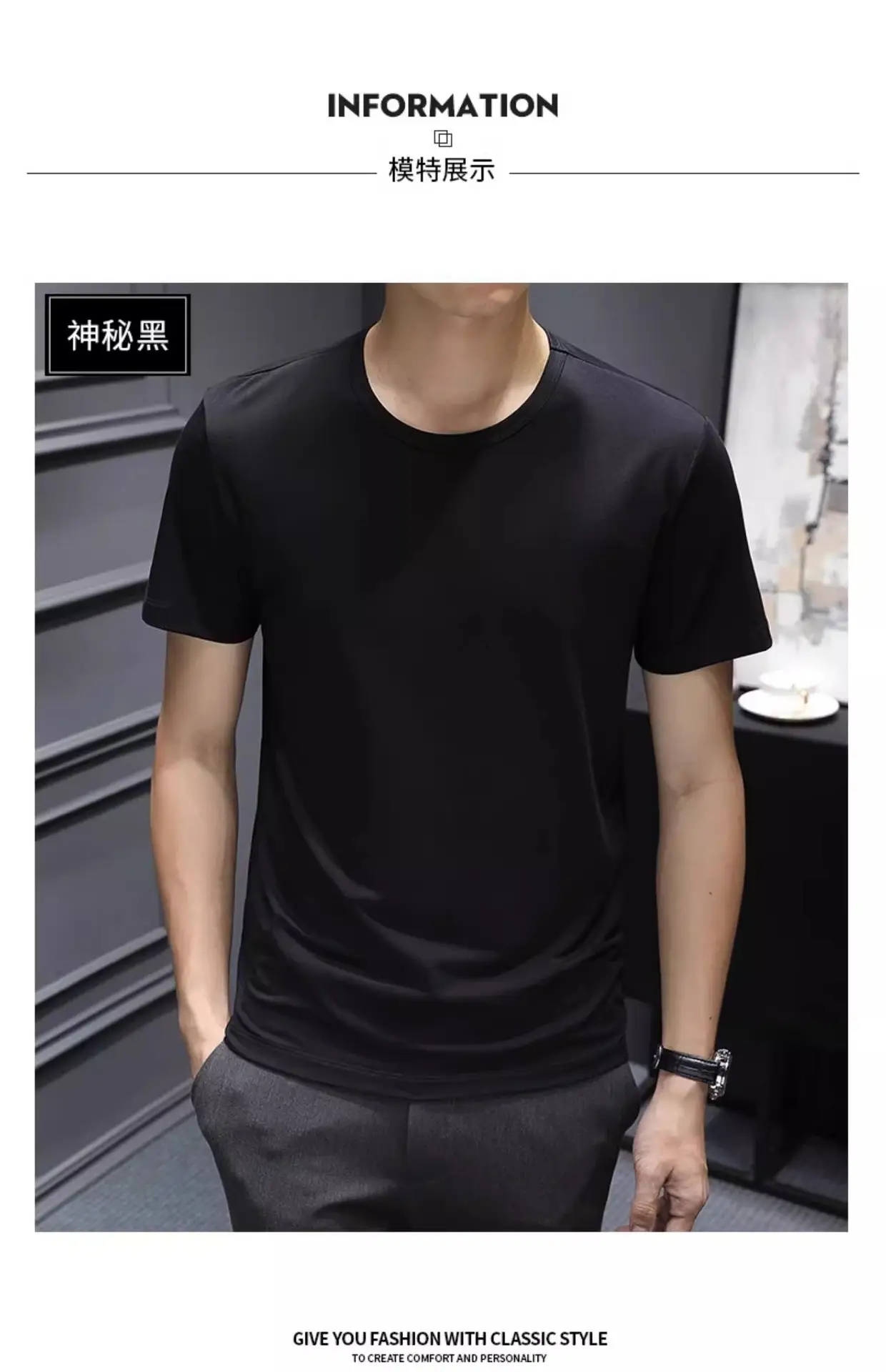 Men Blue Cotton T-Shirt Short Sleeve Round Neck 2024 — feature 19
